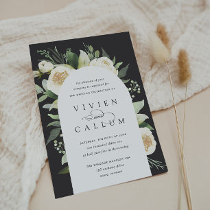 Ivory Bloom Watercolor Floral Arch Wedding Invitation