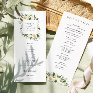 Ivory Bloom   Watercolor Floral Frame Wedding Programme