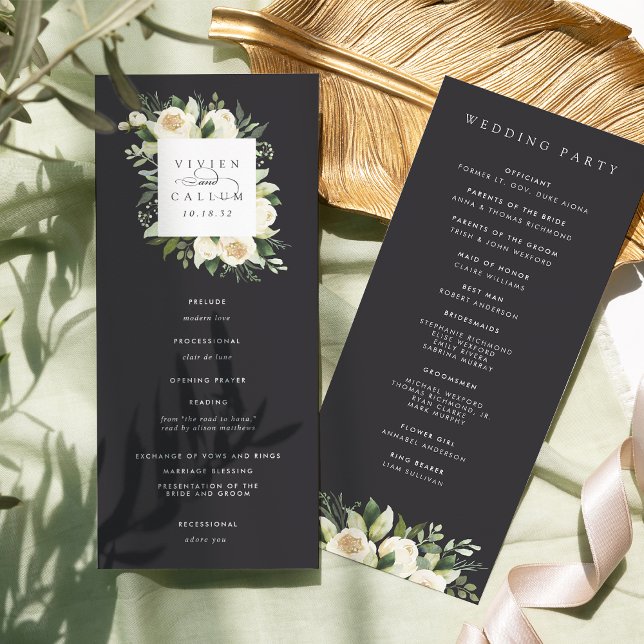 Ivory Bloom | Watercolor Floral Frame Wedding Programme (Creator Uploaded)
