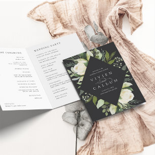 Ivory Bloom Watercolor Floral Frame Wedding Programme