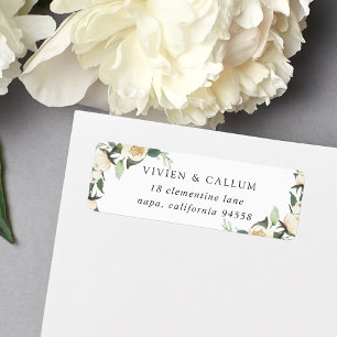 Ivory Bloom Watercolor Floral Return Address