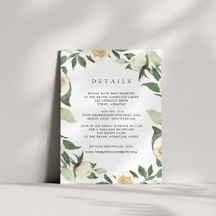 Ivory Bloom Watercolor Floral Wedding Details Enclosure Card