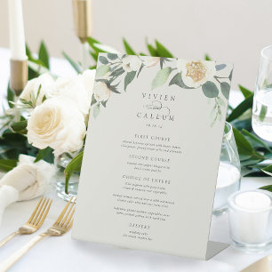 Ivory Bloom   Watercolor Floral Wedding Menu Pedestal Sign