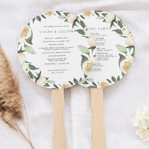 Ivory Bloom   Watercolor Floral Wedding Program Hand Fan
