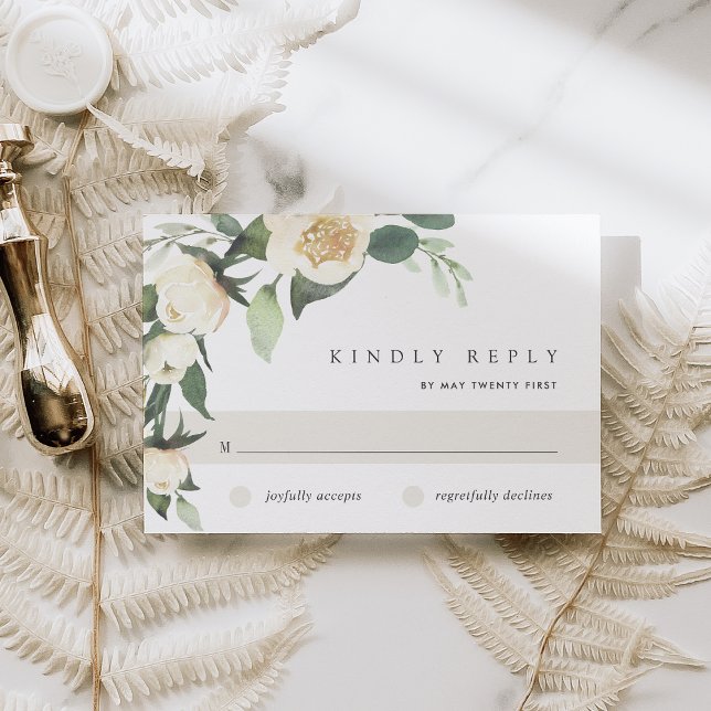 Ivory Bloom | Watercolor Floral Wedding RSVP Card (Creator Uploaded)