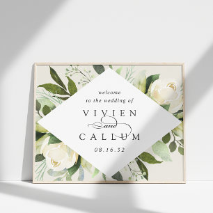 Ivory Bloom   Watercolor Floral Wedding Welcome Poster