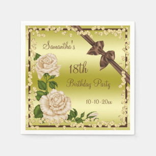 Ivory Blossom, Bows & Diamonds 18th Napkin