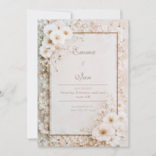 Ivory Blossom Romantic Floral Wedding Invitation