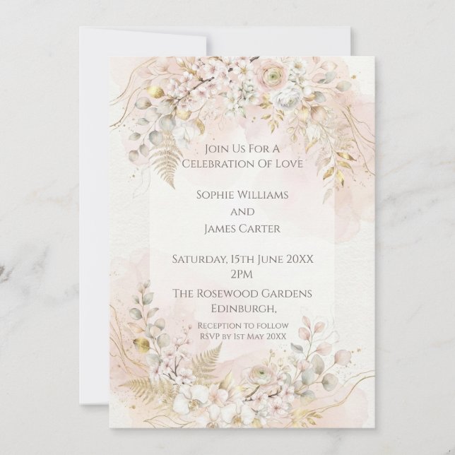 Ivory Blossom Wedding Invitation (Front)