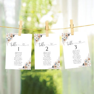 Ivory & Blue Boho Floral Table Seating Chart Card