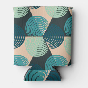 Ivory-Blue Geometric: Retro Tile Elegance. Can Cooler