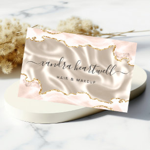 Ivory Blush Agate Gold Glitter Luxury Business Card