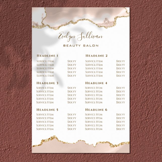 Ivory Blush Agate Price List Poster (Creator Uploaded)