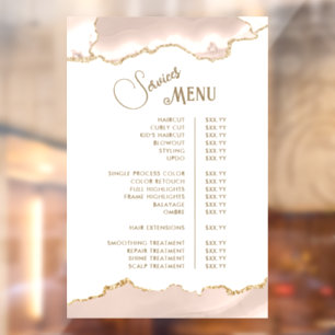 Ivory Blush Agate Services Menu