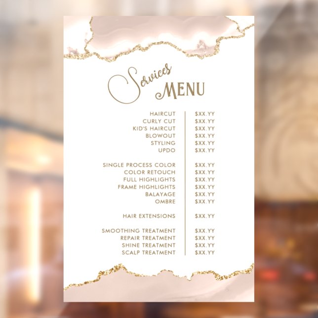 Ivory Blush Agate Services Menu (Sheet 2)