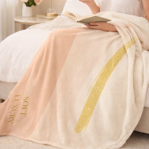 Ivory Blush Gold Fleece Blanket
