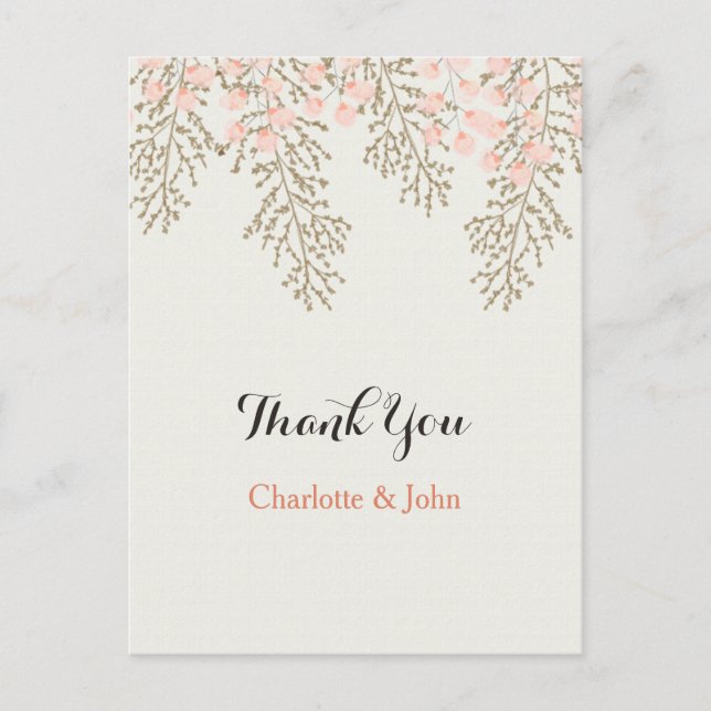 ivory blush gold floral Thank You notes Postcard (Front)