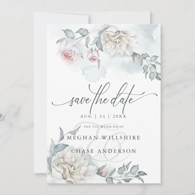 Ivory Blush Pink Cottage Flowers Invitation (Front)