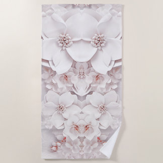 Ivory Blush Pink Floral Beach Towel