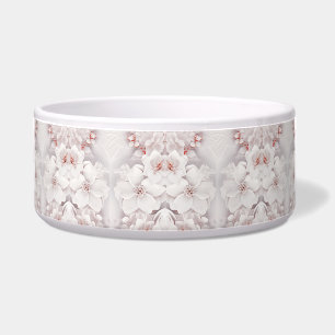 Ivory Blush Pink Floral Ceramic Pet Bowl