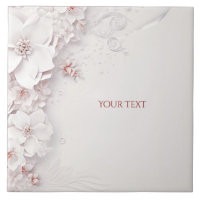 Ivory Blush Pink Floral Ceramic Tile