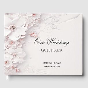 Ivory Blush Pink Floral Guest Book