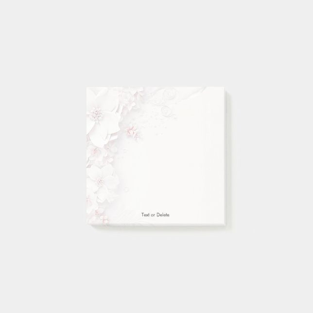 Ivory Blush Pink Floral Post it Notes (Front)