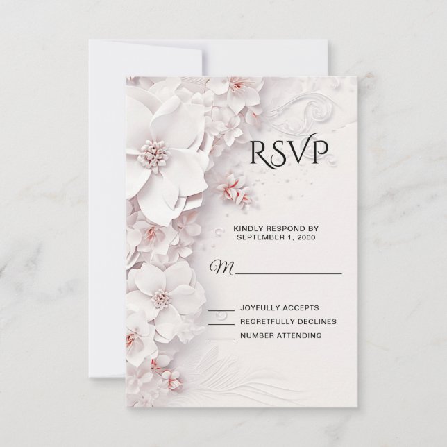 Ivory Blush Pink Floral RSVP Card (Front)