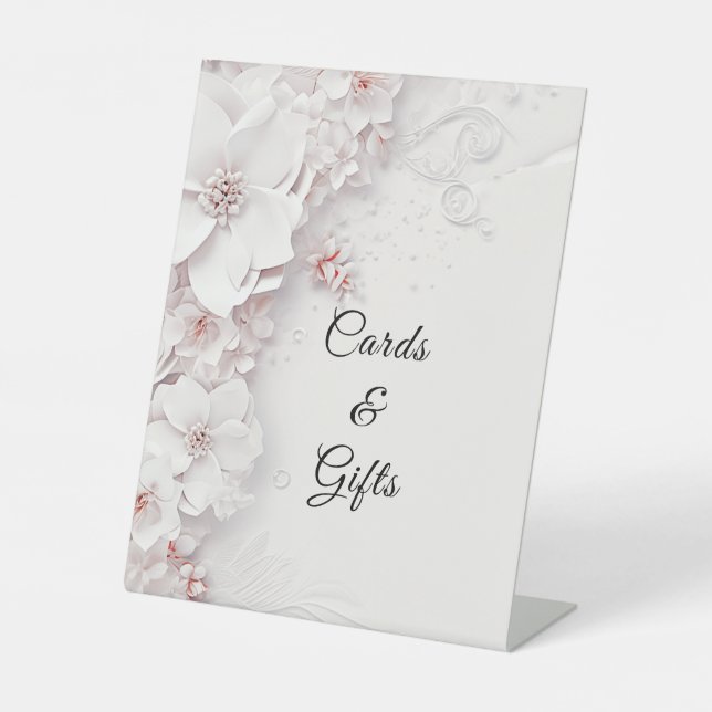 Ivory Blush Pink Floral Tabletop Signs (Front)