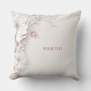 Ivory Blush Pink Floral Throw Pillow