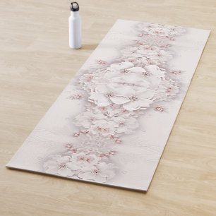 Ivory Blush Pink Floral Yoga Mat