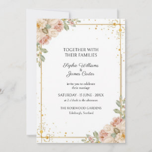 Ivory Blush Rose Gold Frame Wedding Invitation