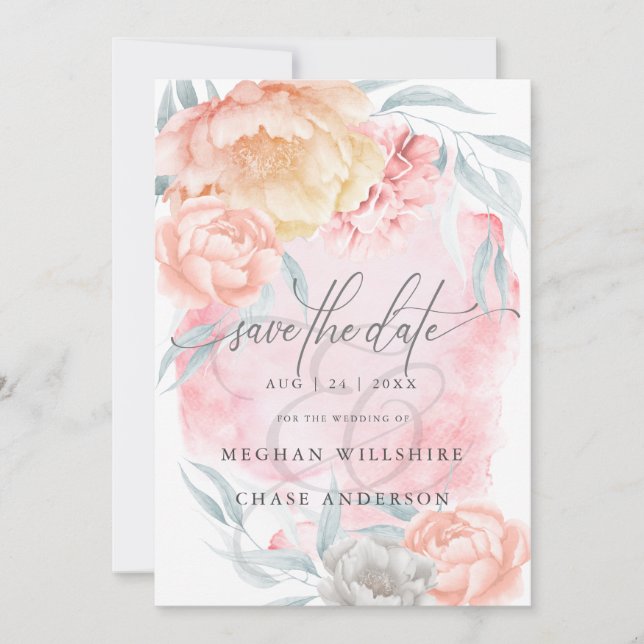 Ivory Blush Rustic Elegant Flowers  Invitation (Front)