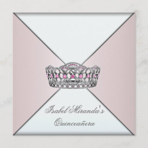 Ivory Blush Tiara Classy Quinceanera 15th Party Invitation
