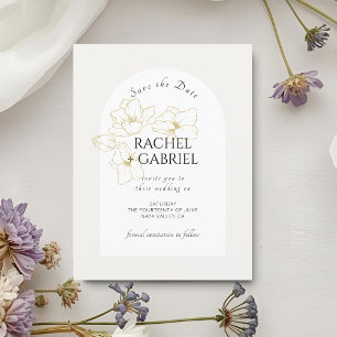 Ivory Boho Arch Gold Floral Wedding Save The Date