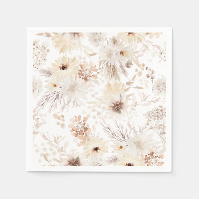 Ivory Boho Floral Napkin (Front)