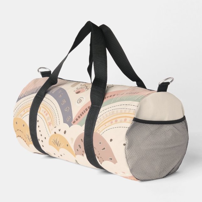 Ivory Boho Rainbow  Duffle Bag (Right Corner)