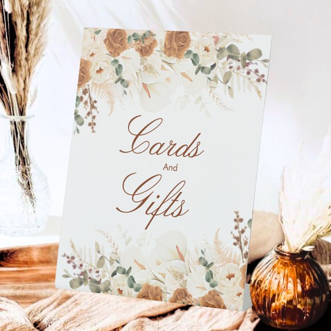Ivory Boho Terracotta Floral Cards & Gifts Sign (Creator Uploaded)