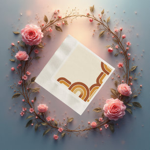 ivory Bold Retro 1970s Wedding Napkin