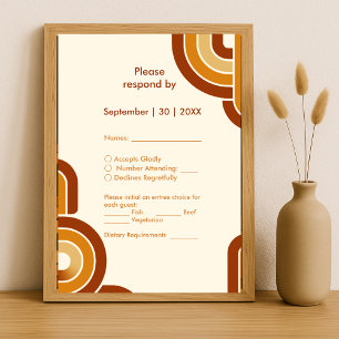 ivory Bold Retro 1970s Wedding RSVP Card