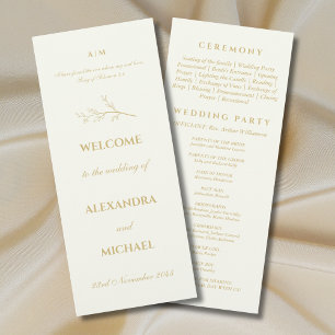 Ivory Botanical Minimalist Christian Wedding Programme