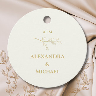 Ivory Botanical Minimalist Wedding Thank You Favour Tags