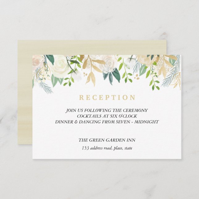 Ivory Bouquet Wedding Reception Details Blush Pink Invitation (Front/Back)