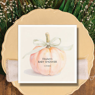 Ivory Bow Little Pumpkin Baby Shower Napkin