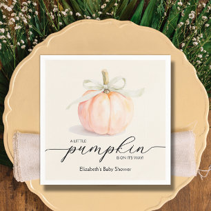 Ivory Bow Little Pumpkin Baby Shower Napkin