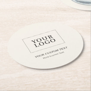 Ivory Branded Custom Business Logo Promotional Round Paper Coaster