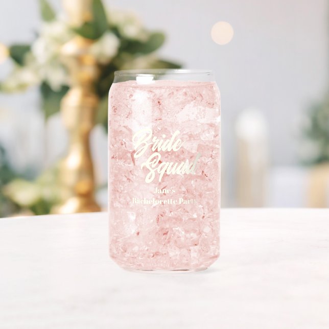 Ivory Bride Squad Bachelorette Party Can Glass (Insitu (Wedding))