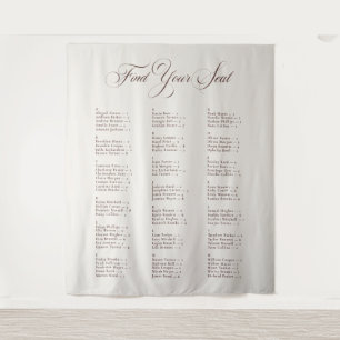 Ivory Brown Alphabetical Wedding Seating Chart Tapestry