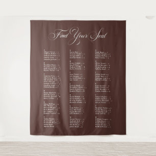 Ivory Brown Alphabetical Wedding Seating Chart Tapestry