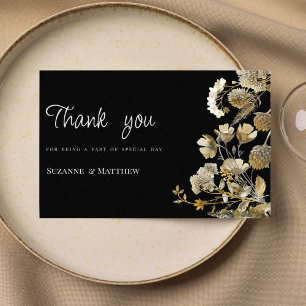 Ivory brown black wildflower winter Thank You Invitation